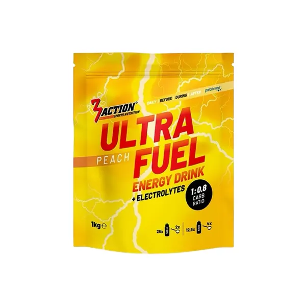 Packung von 3Action Ultra Fuel Energy Drink Peach