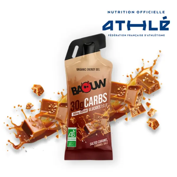 Packung von Baouw Energy gel Salted Caramel