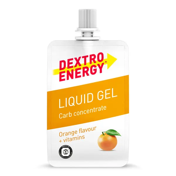 Packung von Dextro Energy Liquid Gel Orange + vitamins