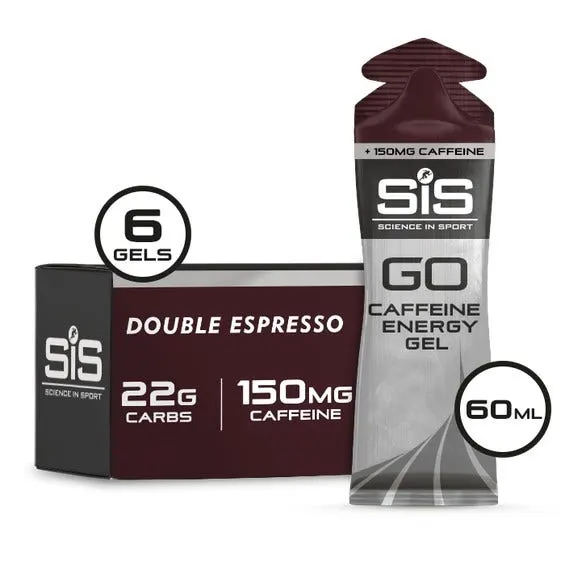 Packung von Science in Sport Go Isotonic Energie + Koffein Gele