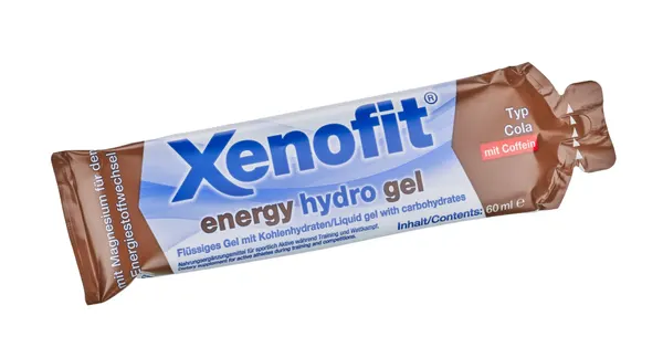 Packung von Xenofit energy hydro gel Cola + Coffein